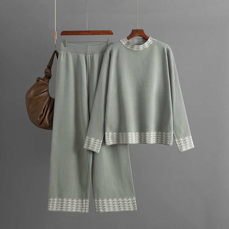 Casual Outdoor Daily Women's Temperament Commuter Commute Style Houndstooth Mercerized Cotton Cotton Leisure Suit Pants Sets display picture 5