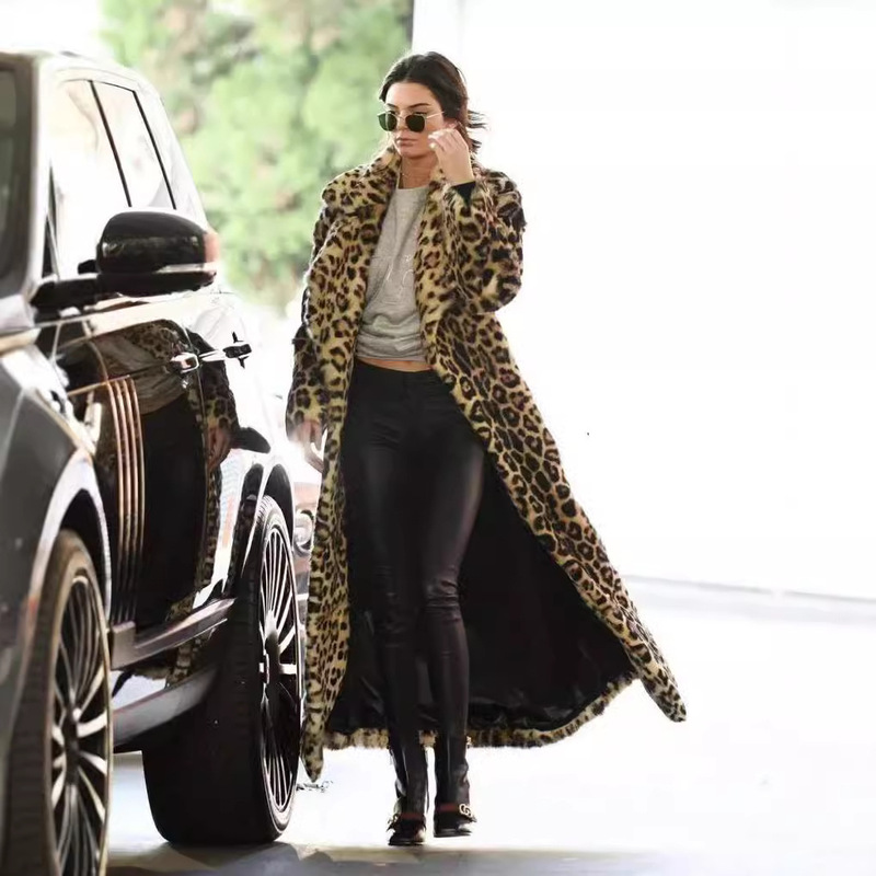 Ebay Aliexpress Kendou Gigi Same Style Extra Long Imitation Fur Outwear Women's Extra Long to Ankle Slimming Look Outwear Winter