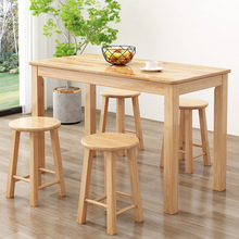 实木桌子餐桌商用餐饮店小吃店桌面馆桌长方形早餐桌正方形家用桌