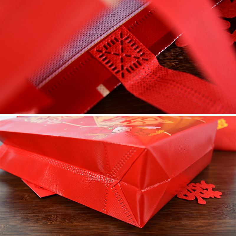 Bolso de boda no tejido rojo regalo impermeable bolsa de caramelo de boda grande caja de regalo de mano bolsa de regalo