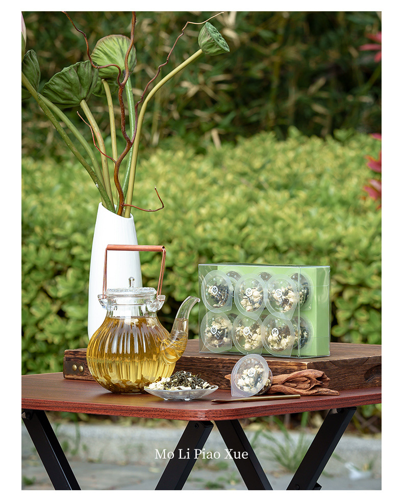 Jasmine Snow Tea 42g Mini Canister Fragrant Green Tea Blend with Adzuki Coix Seed Lotus Seed Poria key features