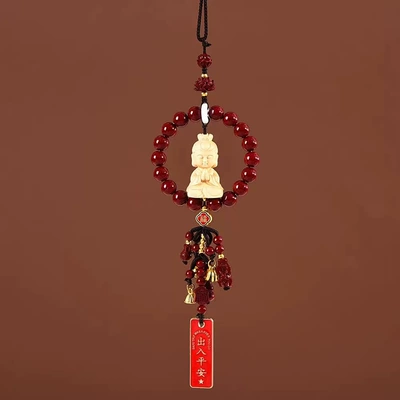Ornament Zodiac Year Car – Car hanging - peaceful-bodhi-cinnabar-car-hanger-guanyin-model