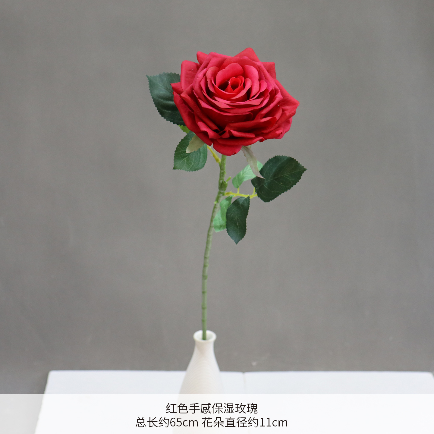 붉은색 촉촉한 보습 장미 한 송이