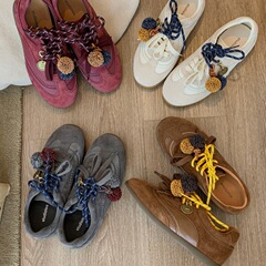 葡萄妈studiolee 增高3cm~ 时髦撞色鞋带圆头松果休闲德训鞋女