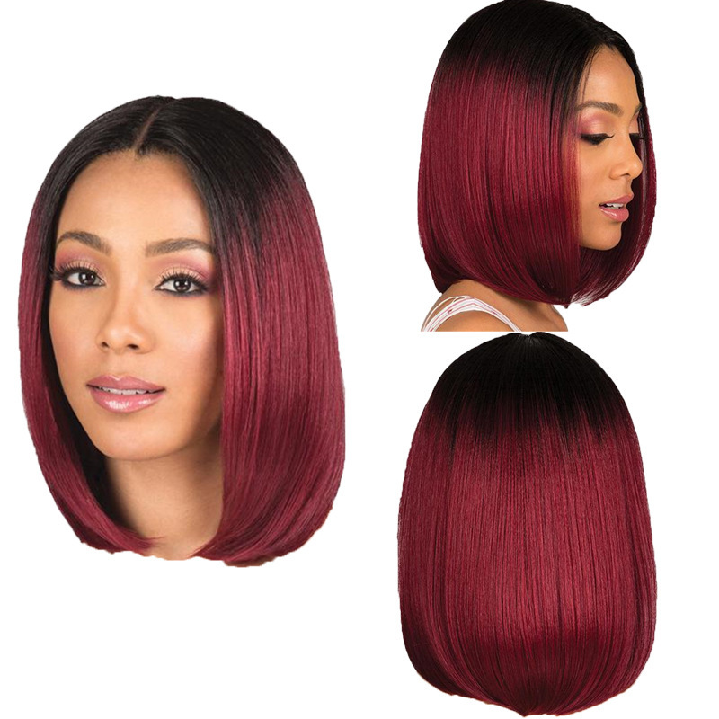 Women's Fashion Street High Temperature Wire Centre Parting Short Straight Hair Wigs display picture 4