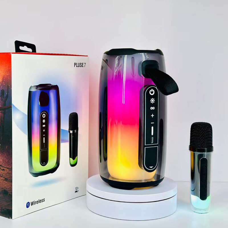 Music Pulse Pulse7 wireless Bluetooth speaker full screen flashing light karaoke with microphone portable atmosphere light subwoofer