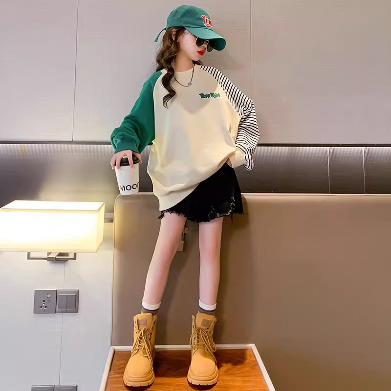 女童卫衣春秋款女大童春装2025新款打底衫儿童中长款网红炸街上衣