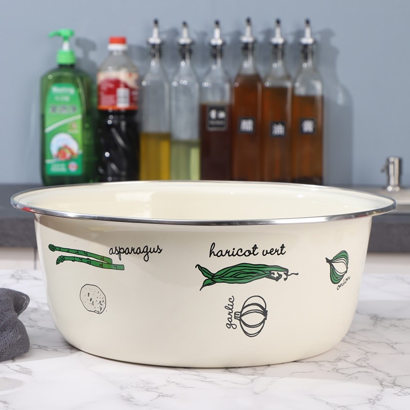 Ouli casa cocina cuenca de sopa de esmalte y cuenca de huevo cuenca de lavado de verduras cuenca de esmalte cuenca de mezcla