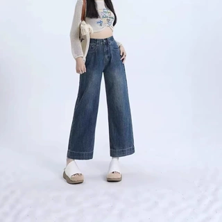 厂家直销牛仔裤女2026新款高腰宽松直筒裤复古小个子九分裤子春季