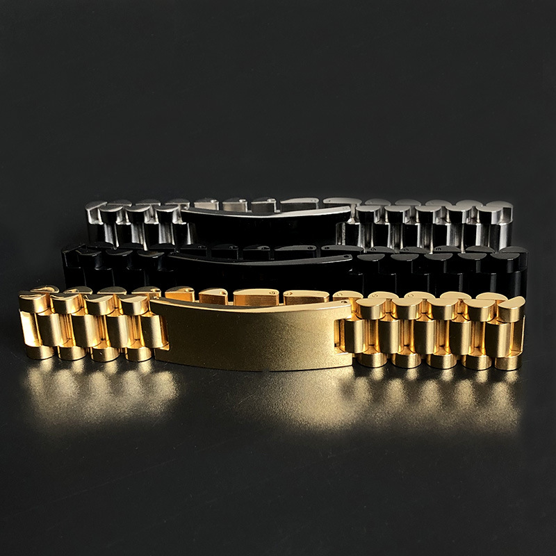 Curva marca titanio pulsera de acero al por mayor estilo coreano personalizado 15mm Acero inoxidable impermeable hombres reloj cadena ajustable pulsera