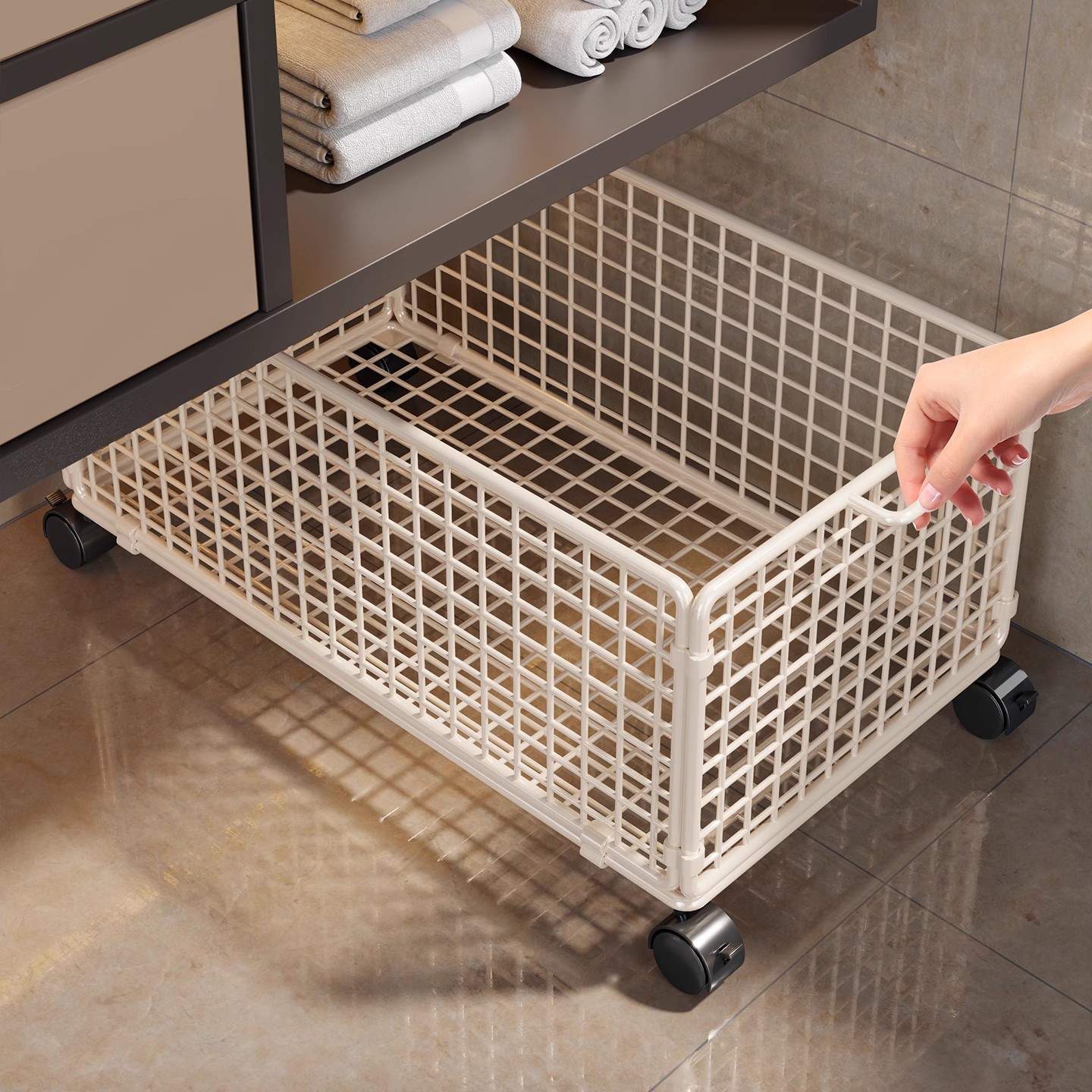 Bathroom Storage Rack, Dirty Clothes Basket under the Bathroom Cabinet, Laundry Detergent under the Washbasin, Removable Storage Rack Artifact