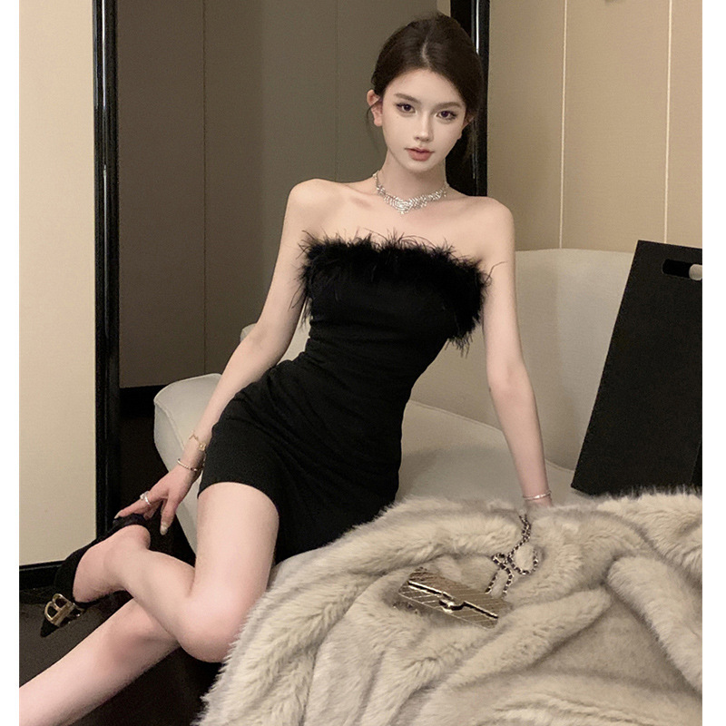 Manufacturer's In-Stock Direct Shipment: Elegant Off-Shoulder Strapless Dress, Slim-Fit Bodycon Cocktail Dress, Sexy and Spicy Style