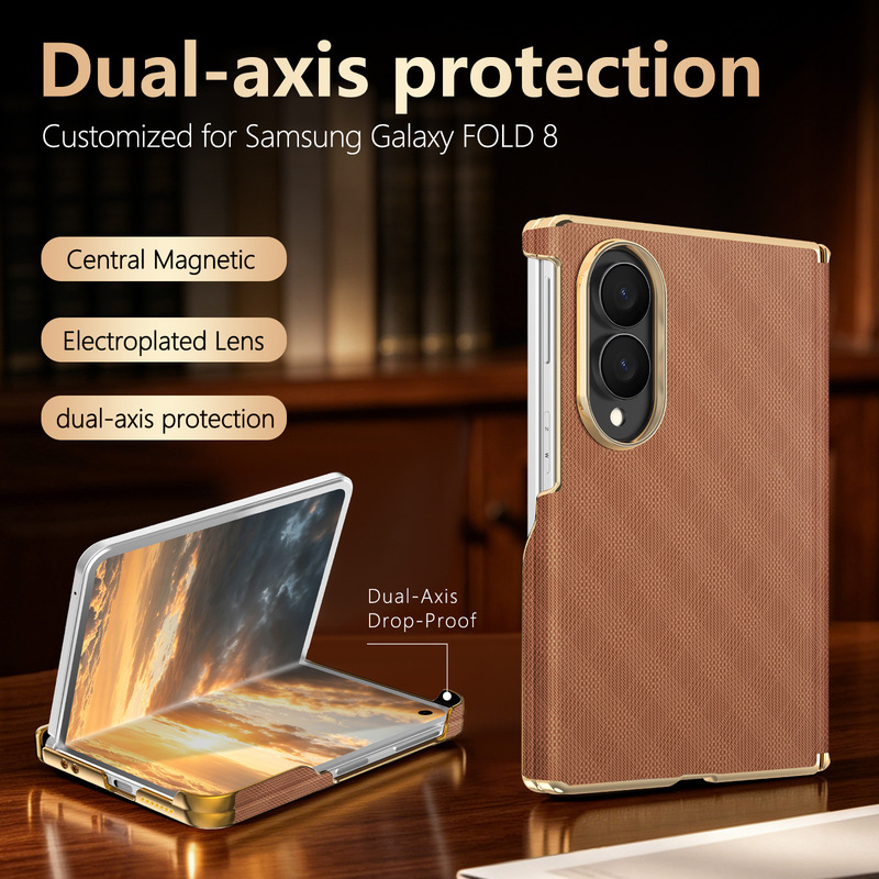 Suitable for Samsung Zfold8 Mobile Phone Case, Magnetic Diamond Pattern Fold7 All-Inclusive Luxury iPhone Duo Protective Case