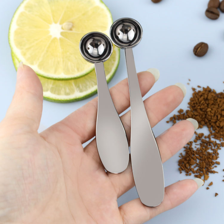 Cuchara de café de acero inoxidable de 1.25ml con cabeza redonda, cuchara medidora de café para repostería casera, polvo de frutas, leche en polvo, cuchara medidora en gramos