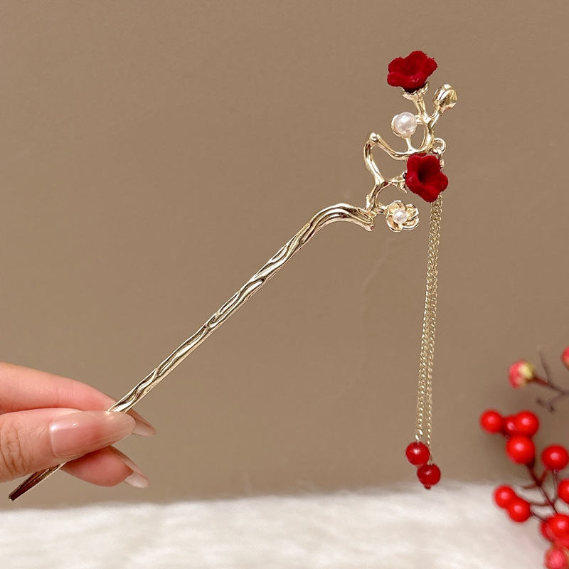 Pinzas de cabello de madera de madera negra chinesa Cheongsam nuevo estilo chino pinzas de cabello de mujer detrás del cerebro pinzas antiguo estilo moderno simple tocado