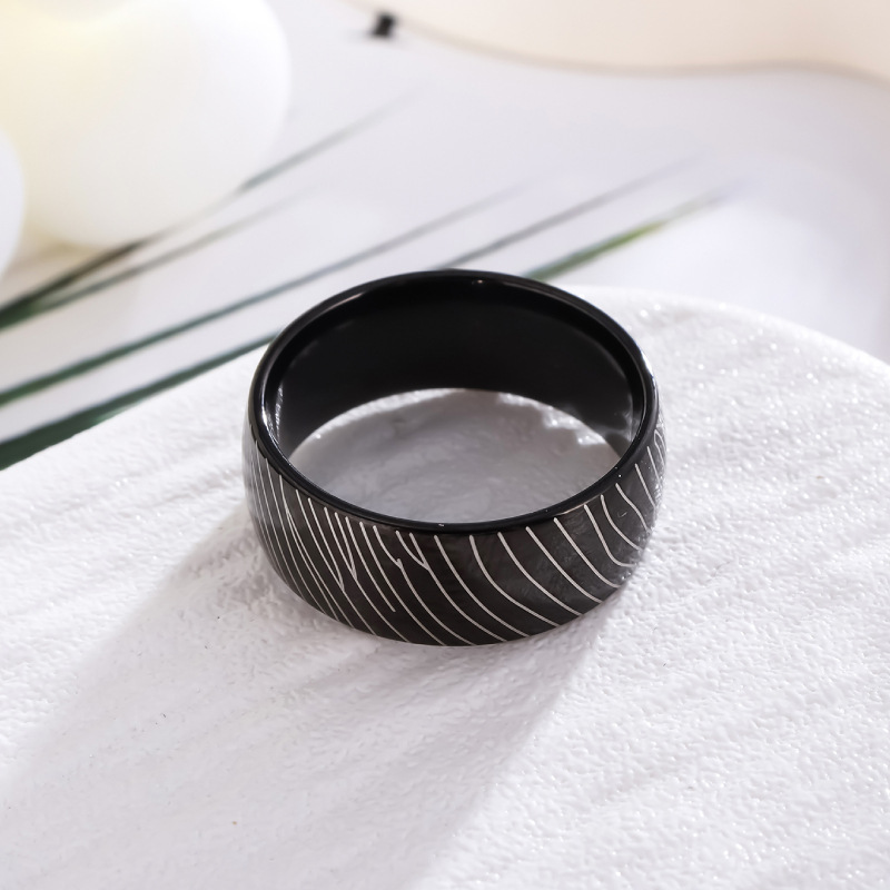 Grey Ceramic Deer Antler Men's Ring Image 4