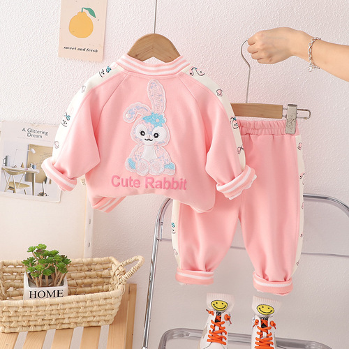Girls' Autumn Outfit Set  New Arrival Korean Style Children's Baseball Uniform for Girls Baby Sports Suit Two-Piece Set Dropshipping