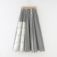 春季新款女格子半身裙 日系小清新森系女装格纹A字大摆裙子