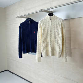 秋冬款半拉链麻花毛线针织上衣男款潮流休闲通勤保暖百搭立领毛衣