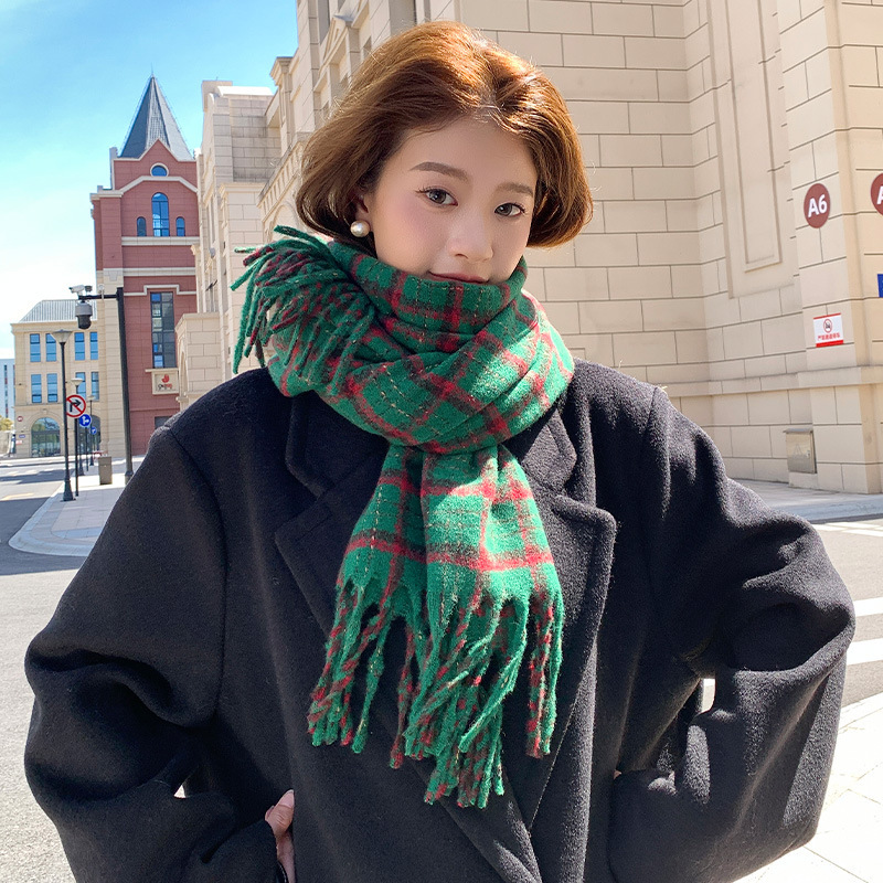 厂家批发2025秋冬款时尚甜美围巾高级感女百搭披肩格子加厚围脖|undefined