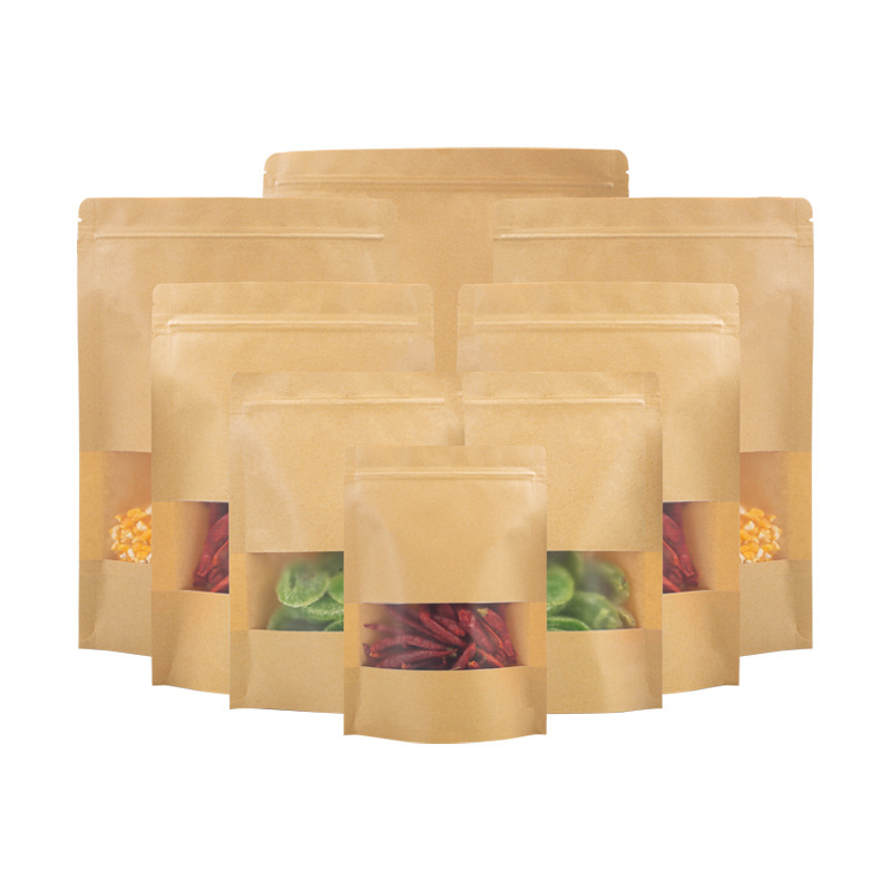 クラフト紙ジップロックバッグつや消し窓スタンドアップバッグ茶食品包装袋キャンディーシールクラフト紙袋のカスタマイズ|undefined