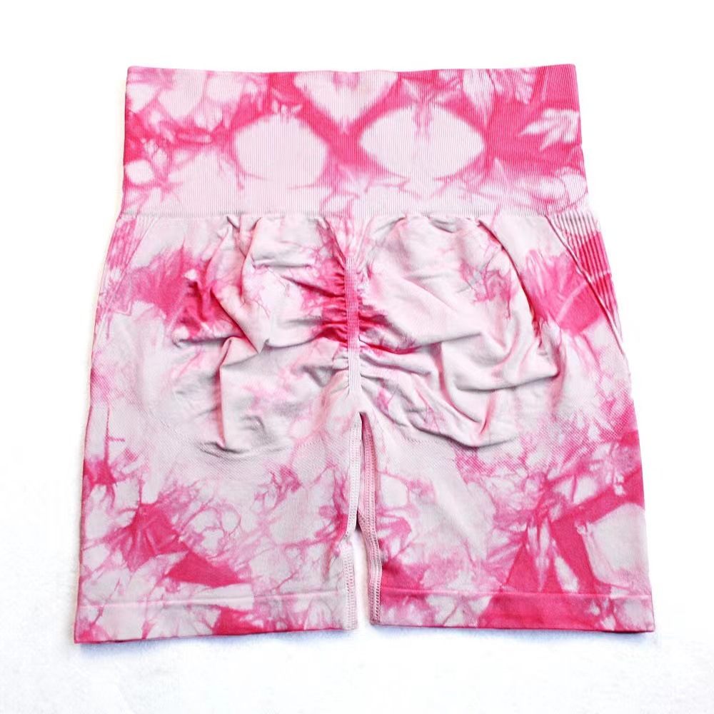 Pantalones cortos cruzados con efecto tie-dye para deportes, fitness y yoga, cómodos, de cintura alta, moldeadores del cuerpo, levantadores de glúteos, elásticos, ajustados y transpirables.