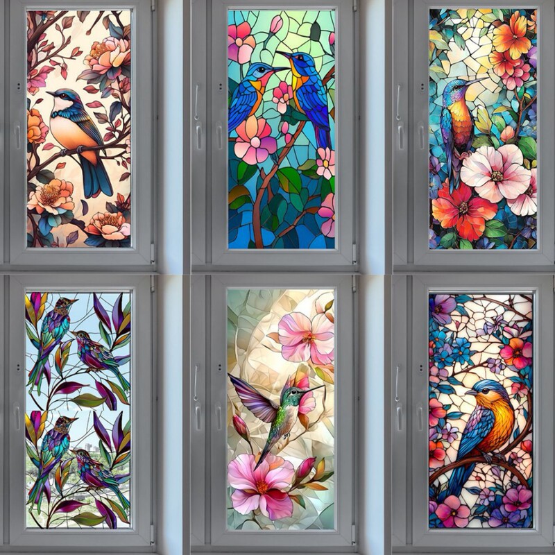 A variety of large size creative flower plant window stickers anti-collision glass stickers window glass glue-free electrostatic stickers manufacturers