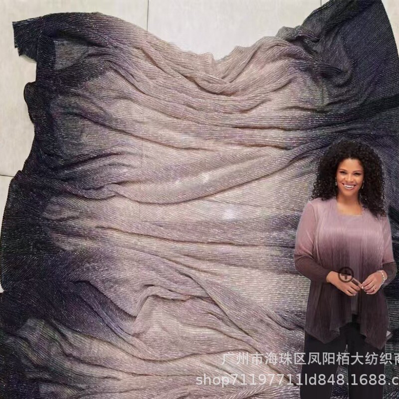 Wholesale Shine Bright Silk Gradient Fabric Wire Pleated Mesh Special Dress Decorative Cloth Factory Outlet
