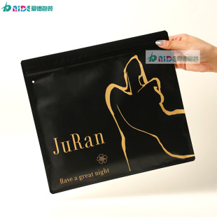 Light Luxury Nightgown, Home Wear Packaging Bag, Intimates Self-Sealing Composite Sealing Bone Bag, Frosted Black Ziplock Bag