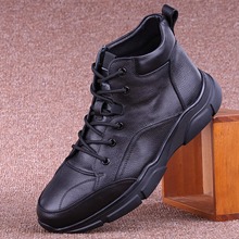 外贸高帮真皮马丁靴男鞋2025秋季新款防滑耐磨冬加绒运动休闲皮鞋