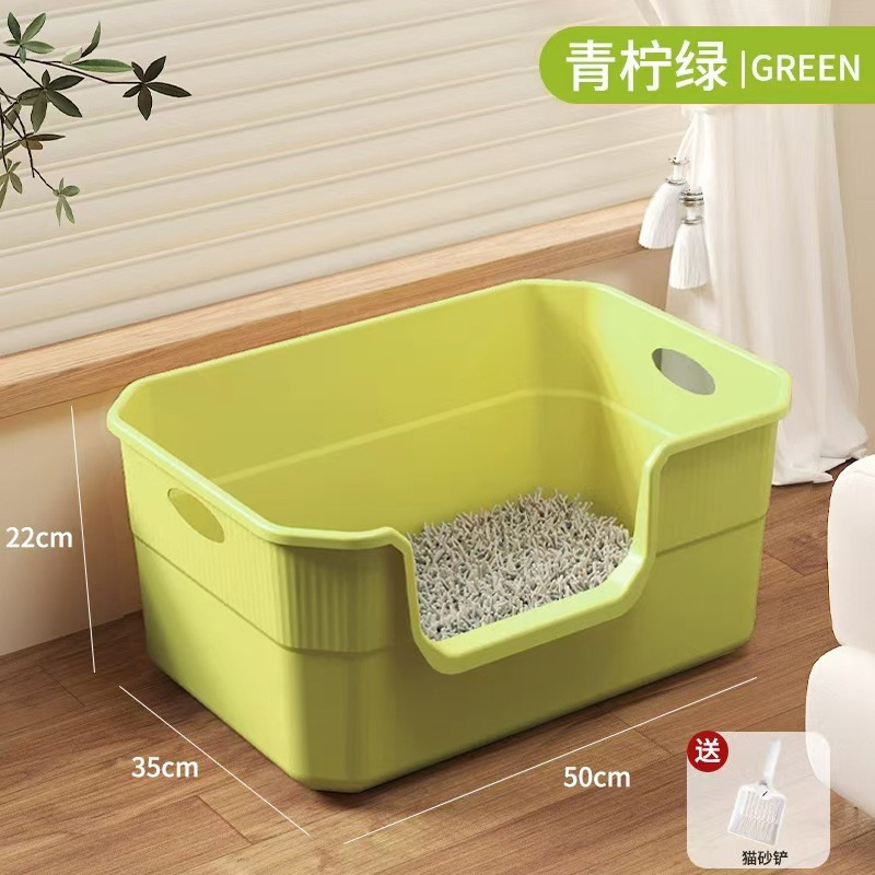 Lavabo de arena para gatos de gran tamaño, abierto semicerrado, baño para gatos con salpicaduras externas, lavabo de arena para gatos extra grande, suministros para mascotas al por mayor
