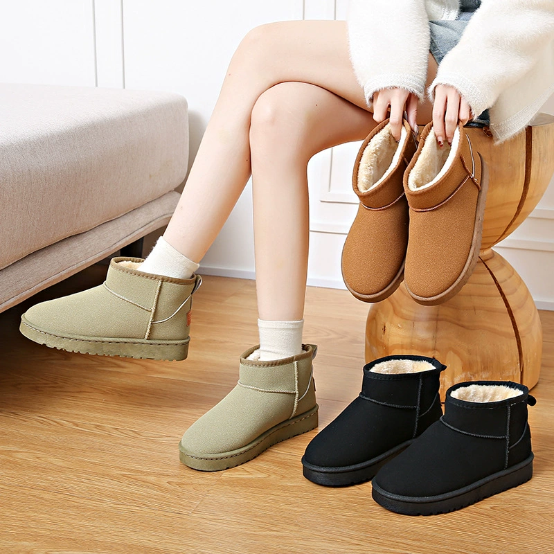 Зимние сапоги женские простые флисовой подкладке Зимние новые утолщенные хлопковые короткие сапоги на одной педали модные теплые хлопковые сапоги