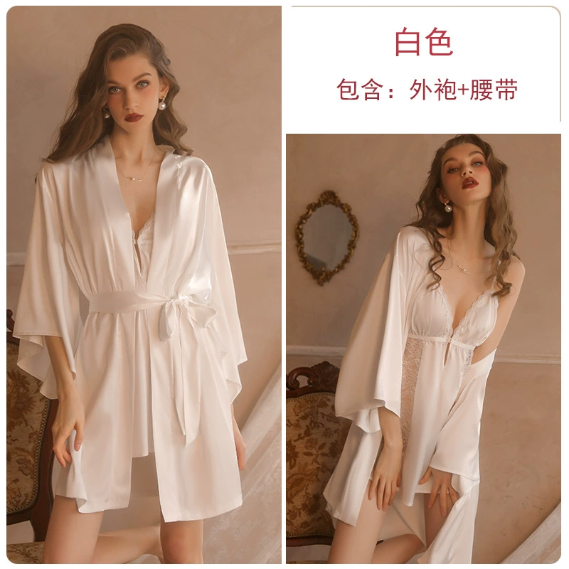 Комплект пижамы из кружева, ночной халат и robe, женское ночное белье, размер One-size и размеры M–XXXL