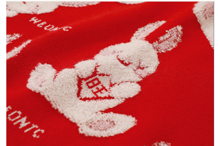 国潮兔大码毛衣女 设计感提花圆领针织衫厚冬季中长款休闲情侣装