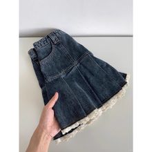 美式复古蕾丝花边牛仔半身裙女夏季新款辣妹高腰拼接绝美A字短裙