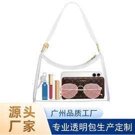 PVC手提包 跨境爆款透明包80丝可视单肩包女包腋下包包晚宴手机包