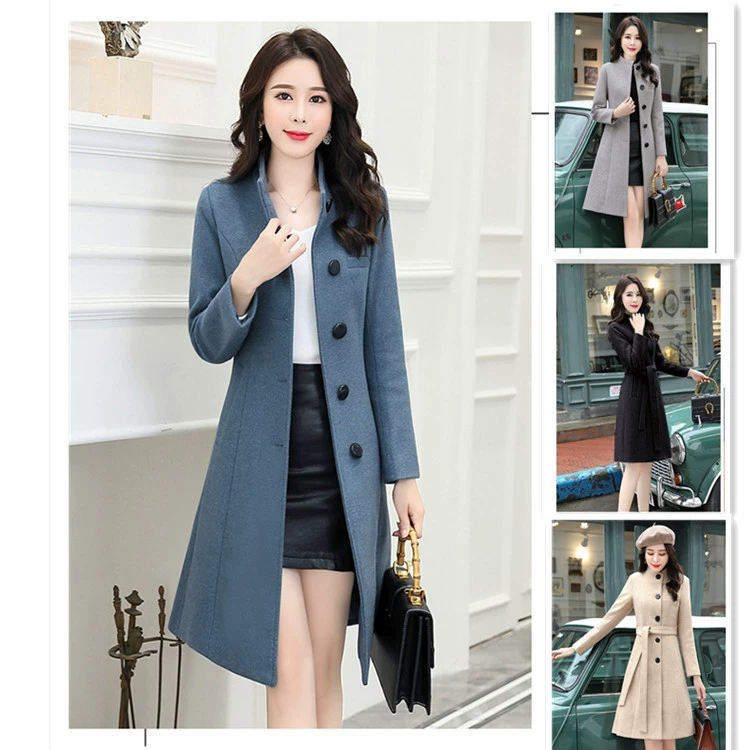 2021 шерстяное пальто с драконом и Фениксом на осень/зиму Amazon, пальто средней длины с вертикальным воротником, женское корейское контрастное пальто на талии