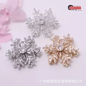 14K Gold Color-Preserving Rotating Full Diamond Snowflake Zircon Fortune-Turning Crystal DIY Bracelet Spacer Bead Jewelry Accessories