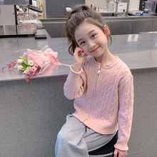 女童毛衣外套春秋洋气秋季儿童针织开衫女孩中大童秋装K2518