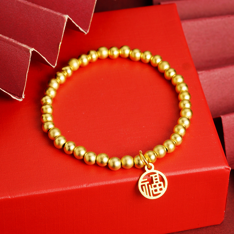 Pulsera de oro de Fu Sha Chao Guo brillante Yiwu joyería al por mayor cobre chapado en oro preservación de color fábrica al por mayor viento de China
