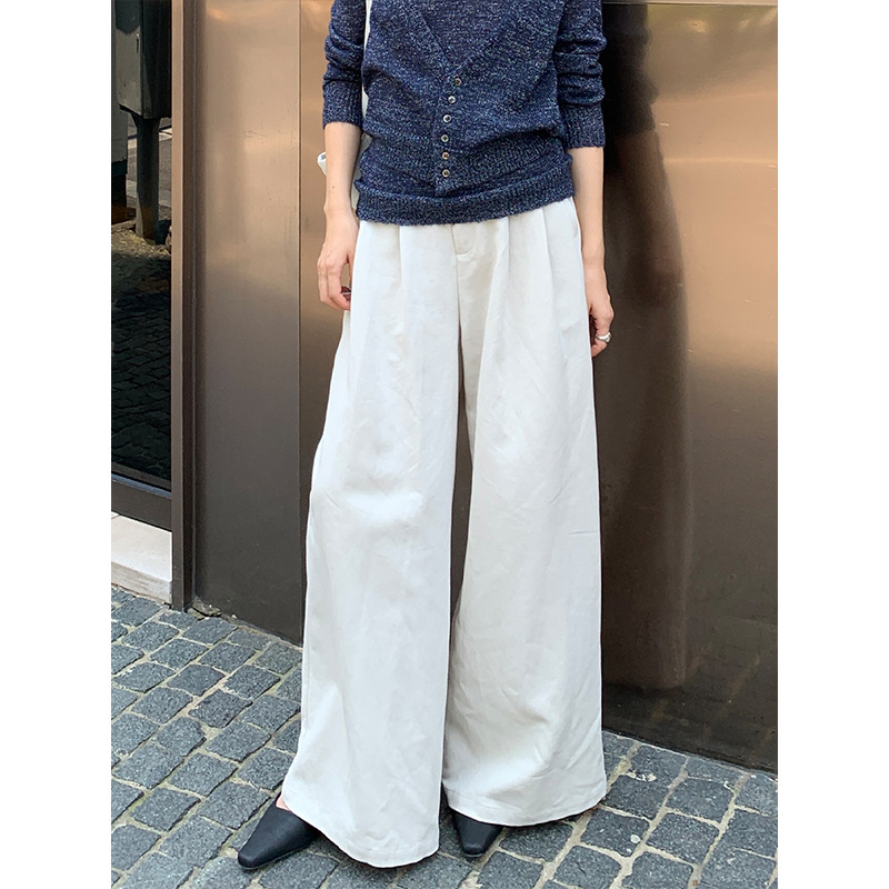 The Mind Tencel Cotton Wide-Leg Casual Pants for Women 2026 Spring High-Waisted Slimming Versatile Long Pants T5506