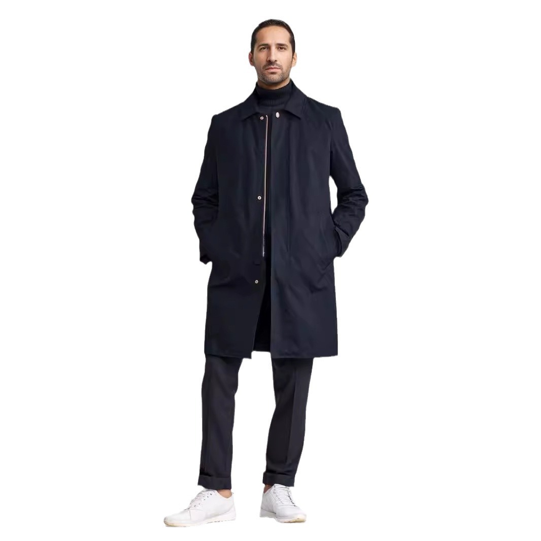 2024. aasta kevad- ja sügiskollektsiooni uus ühevärviline keskmise pikkusega tuulejope meeste lihtne pendelmantel_voghion.com