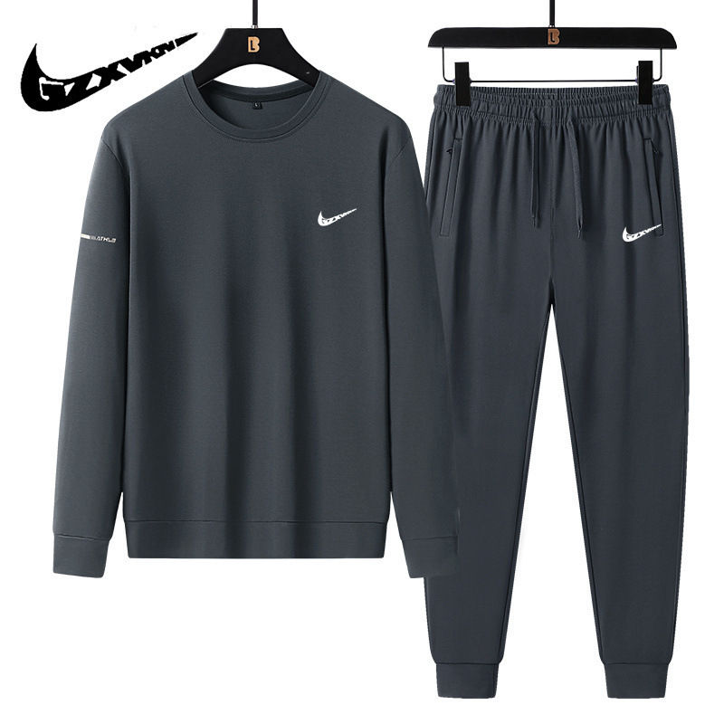 Autumn New Casual Sports suit Men's plus size Crewneck Sweat Pants Men's Trendy Brand Two-piece Men's Clothing