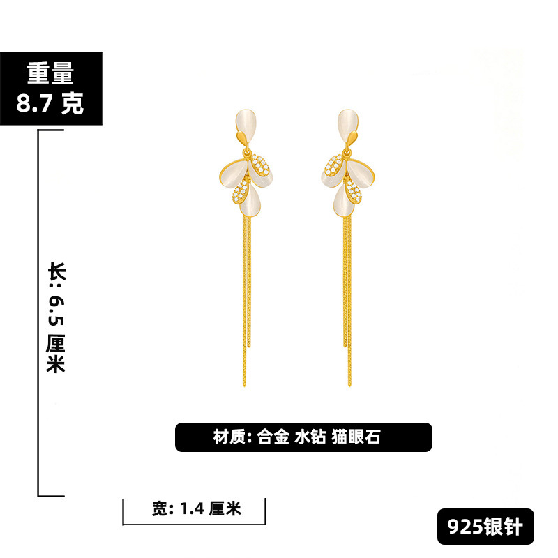 9g Weight Artificial Gemstones Inlay Material Earrings Classification Housewarming, Anniversary, Business, Wedding, Travel, Birthday, Festival Occasion Alloy Material Flower Pattern Women'S Gender Simple Style Style Silver Color Simple Style Flower Alloy Artificial Gemstones Drop Earrings 1