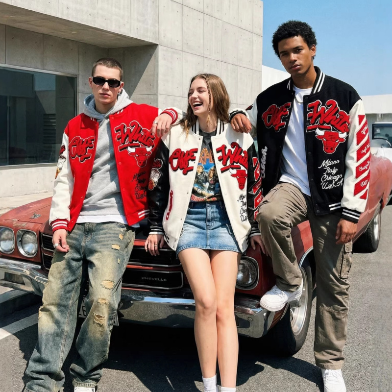 2026 Spring and Autumn New American Retro Baseball Jacket Unisex National Trend Original Embroidered Woolen Flight Jacket 2026 Spring and Autumn New American Retro Baseball Jacket Unisex National Trend Original Embroidered Woolen Flight Jacket