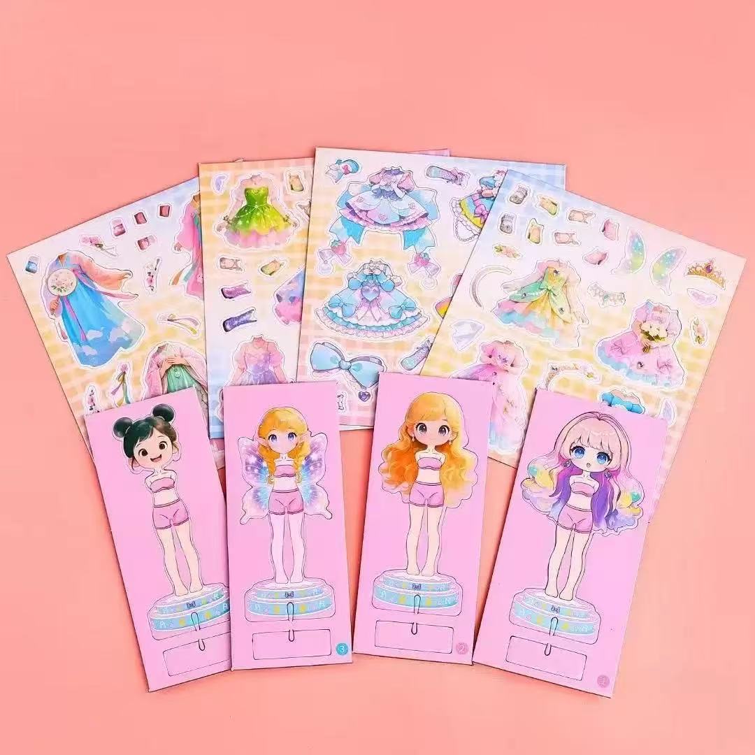 Magnético cambio de ropa estereoscópico cambio de ropa niña juguetes niños hechos a mano DiDi dibujos animados estilo nacional conjunto de princesas image 5