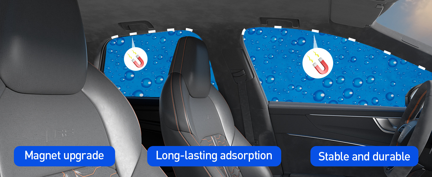 Cross-Border Single-Layer Sun Protection Retractable Magnetic Car Curtain Magnet Car Sunshade Water Drop Car Sunshade Side Shield
