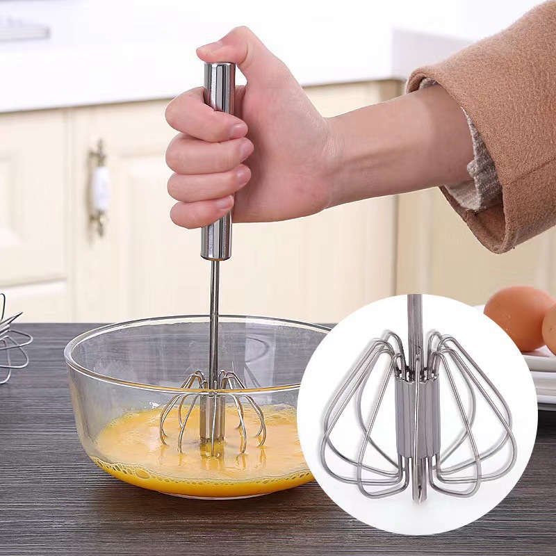 Household Automatic Rotating Cream Mixer Stainless Steel Half Egg Beater_voghion.com