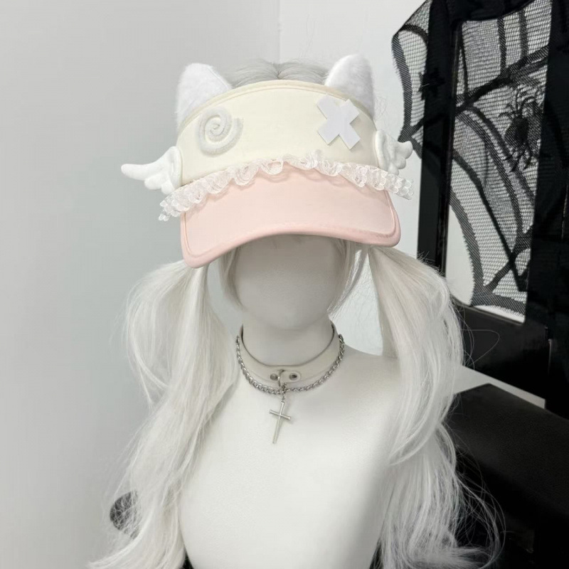 Sombrero de oreja de gato rosa naranja sombrero de copa vacío