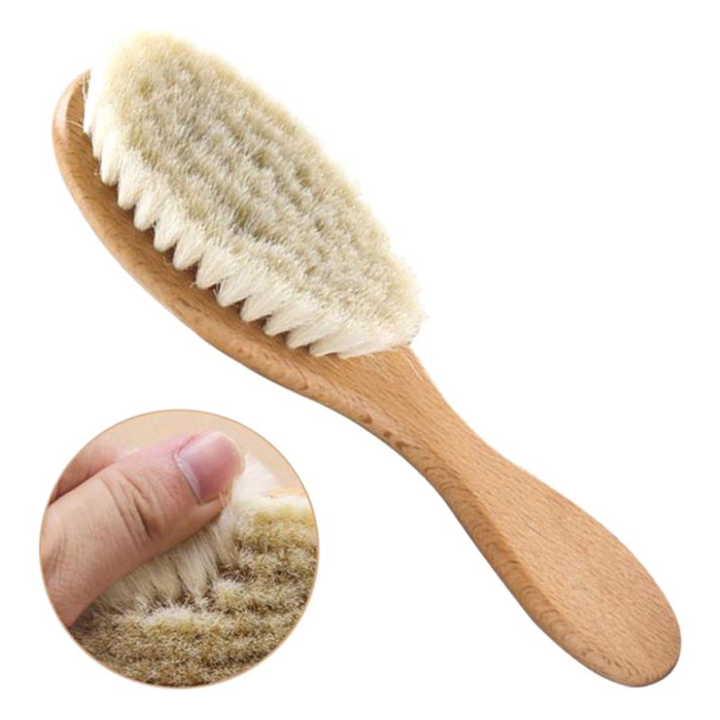 Cepillo de lana de haya bebé no hace daño al cuero cabelludo niños cepillo de baño hogar portátil peine plano cojín de aire masaje peine